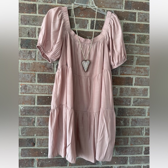 Made with Love Dusty Rose Babydoll Dress Size Large - Picture 3 of 8